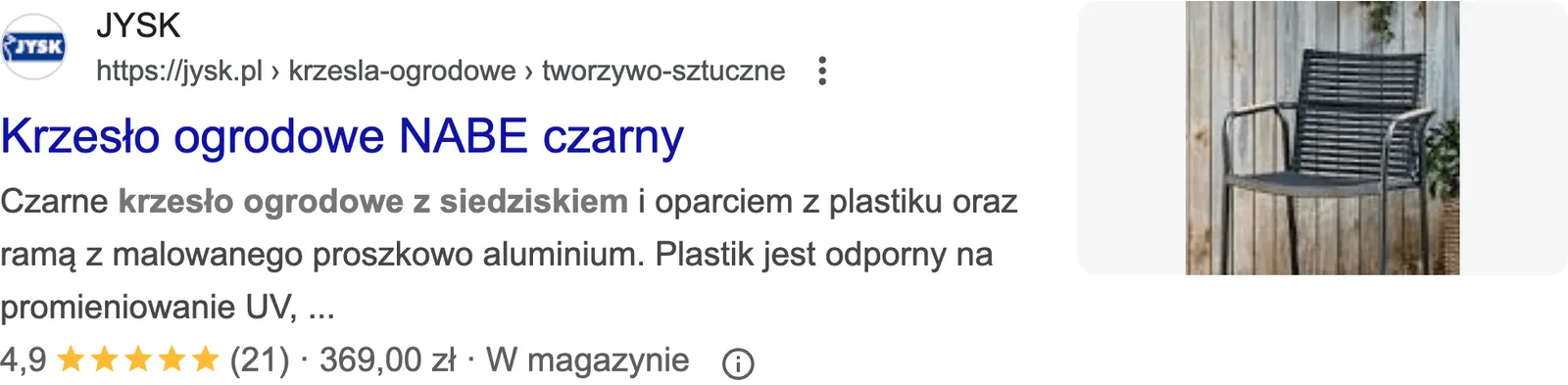 Example of a rich result in Google search