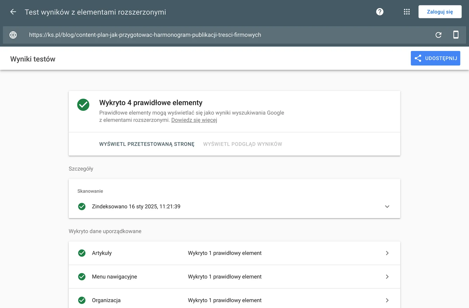 Testing code using the Rich Results Test