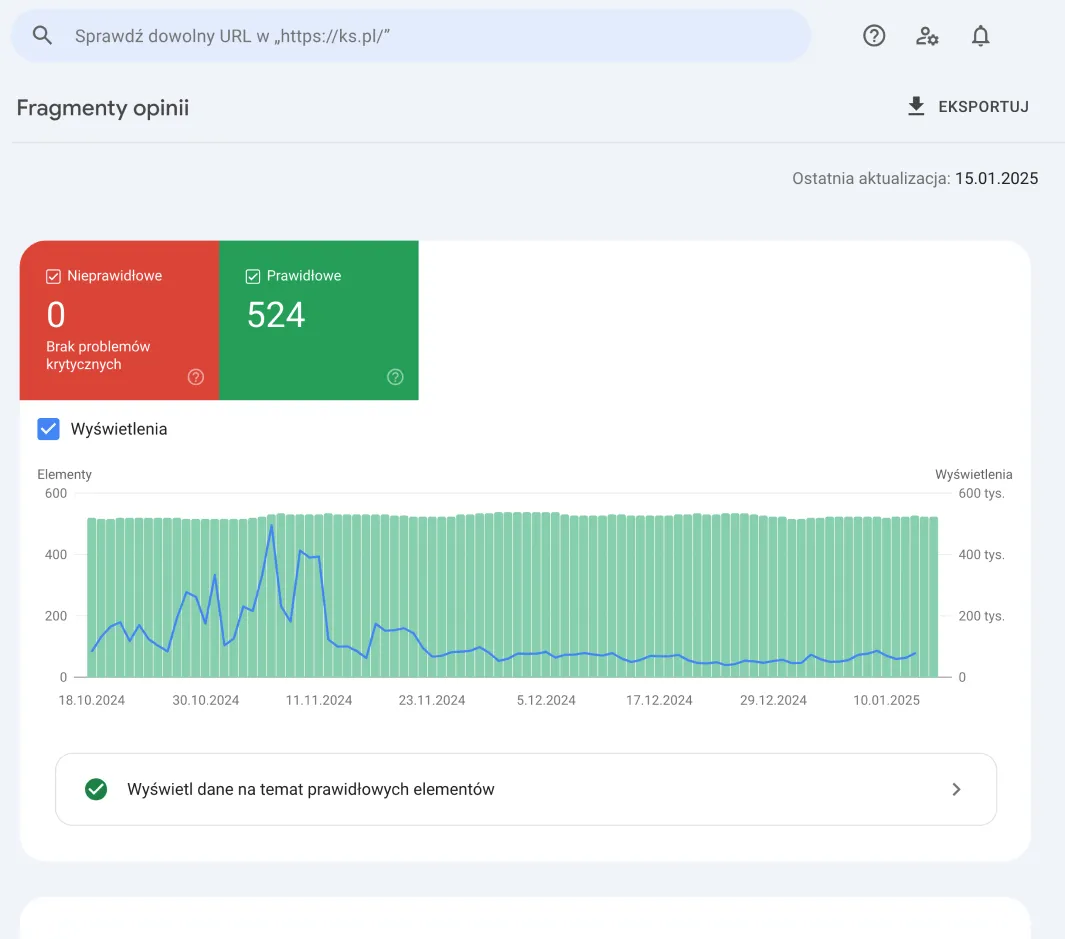 Monitoring structured data implementation status on a website using Google Search Console
