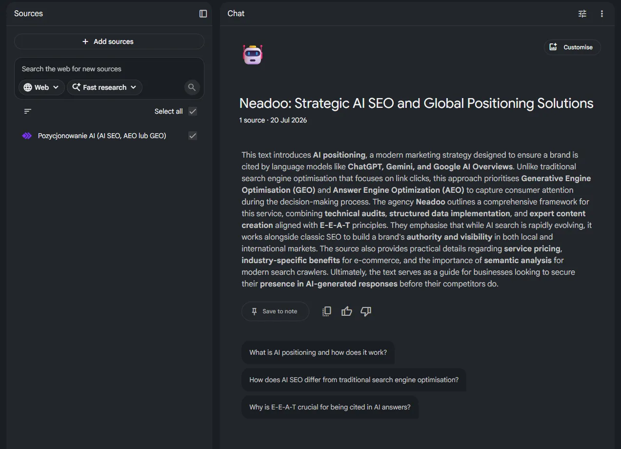 example of using NotebookLM