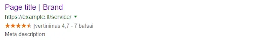 Example search result with a star rating and review count