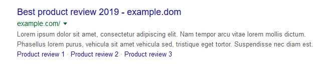 Example search result with links to product reviews