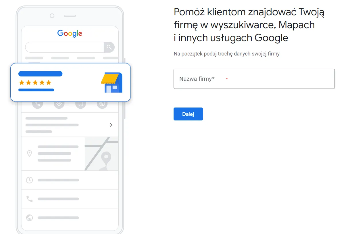 Creating a Google Business Profile: business name form
