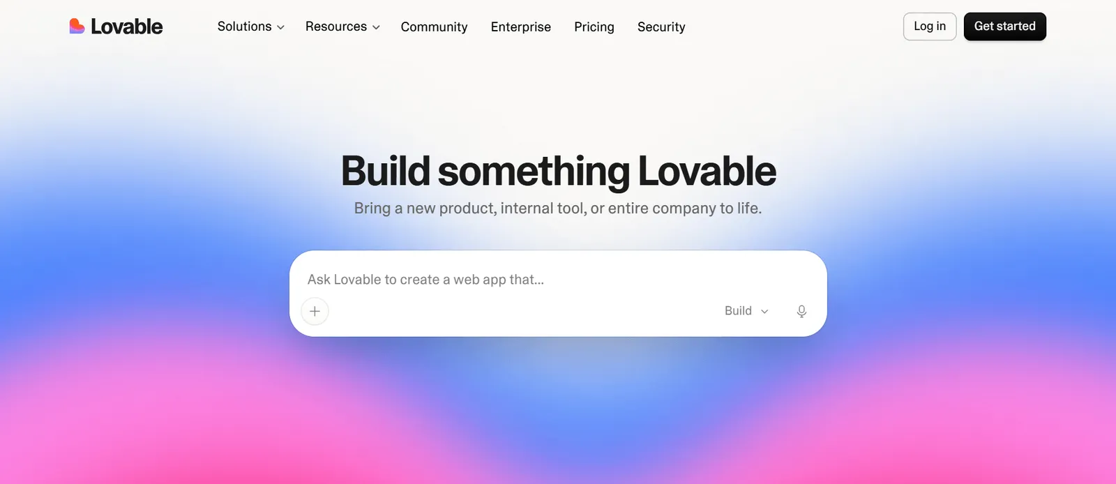 The starting point. The prompt box on the homepage tempts you to drop in the entire specification at once, which is the most common mistake when building tools of this size. Lovable homepage with a prompt field and the slogan Build something Lovable