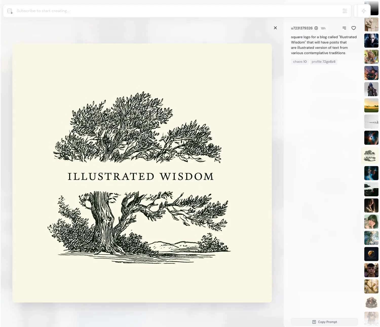Example of image generation in Midjourney - blog logo based on a text prompt