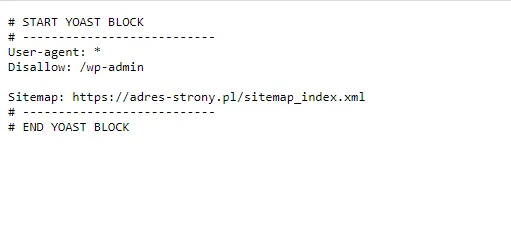 Robots txt file generated by the Yoast SEO plugin.